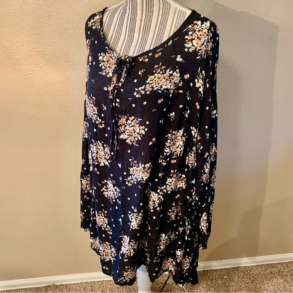 Jade by Jane Boho Dress XL Black Pretty Floral White Gold Tan Flowy - Picture 9 of 14